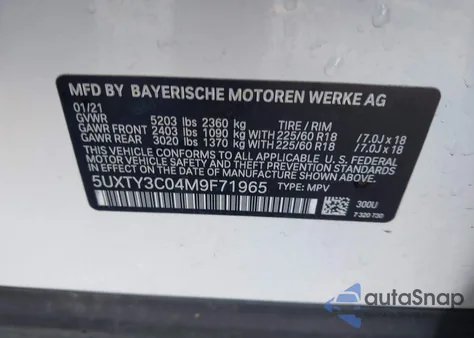 2021 BMW X3 Sdrive30I from USA, damaged, VIN 5UXTY3C04M9F71965